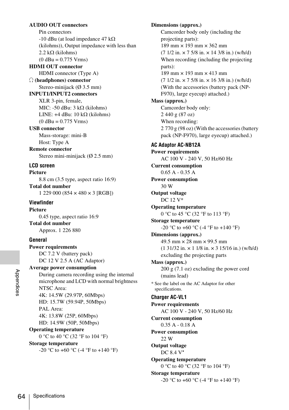 Sony FDR-AX1 User Manual | Page 64 / 68