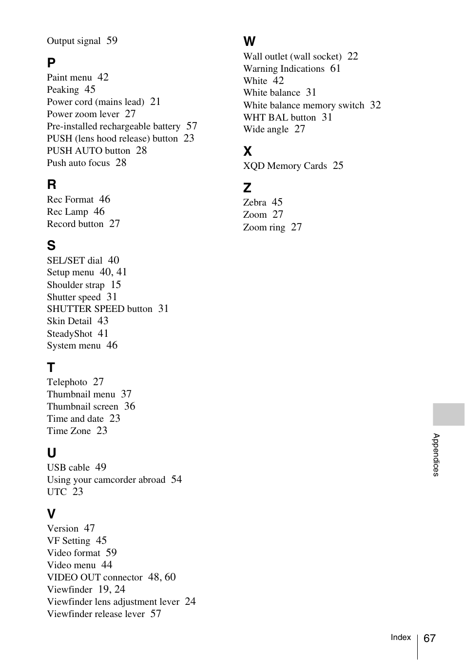 Sony FDR-AX1 User Manual | Page 67 / 68