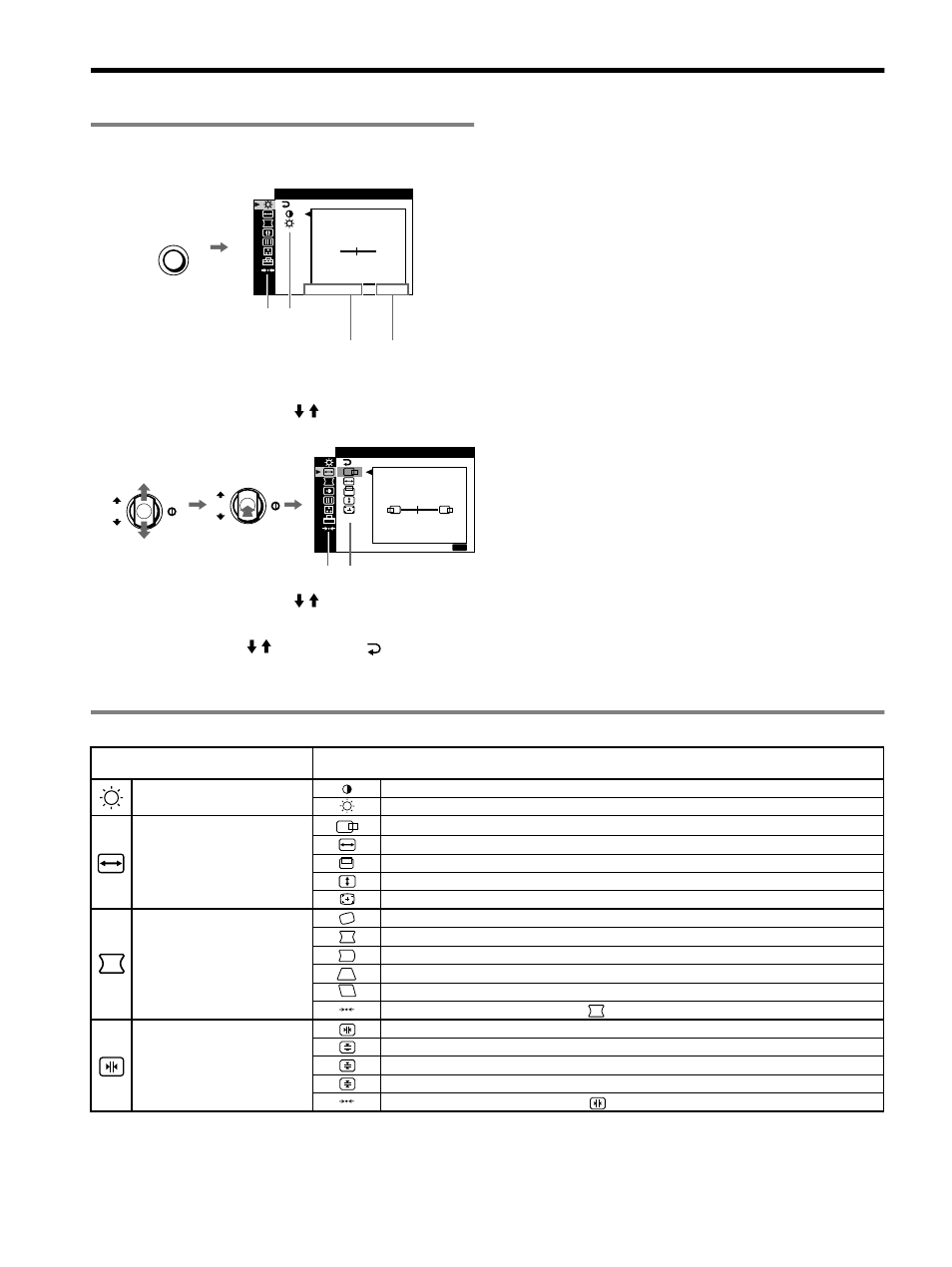 Ajustes, Navegación por el menú, Ajustes de menús en pantalla | Sony CPD-E540 User Manual | Page 20 / 32