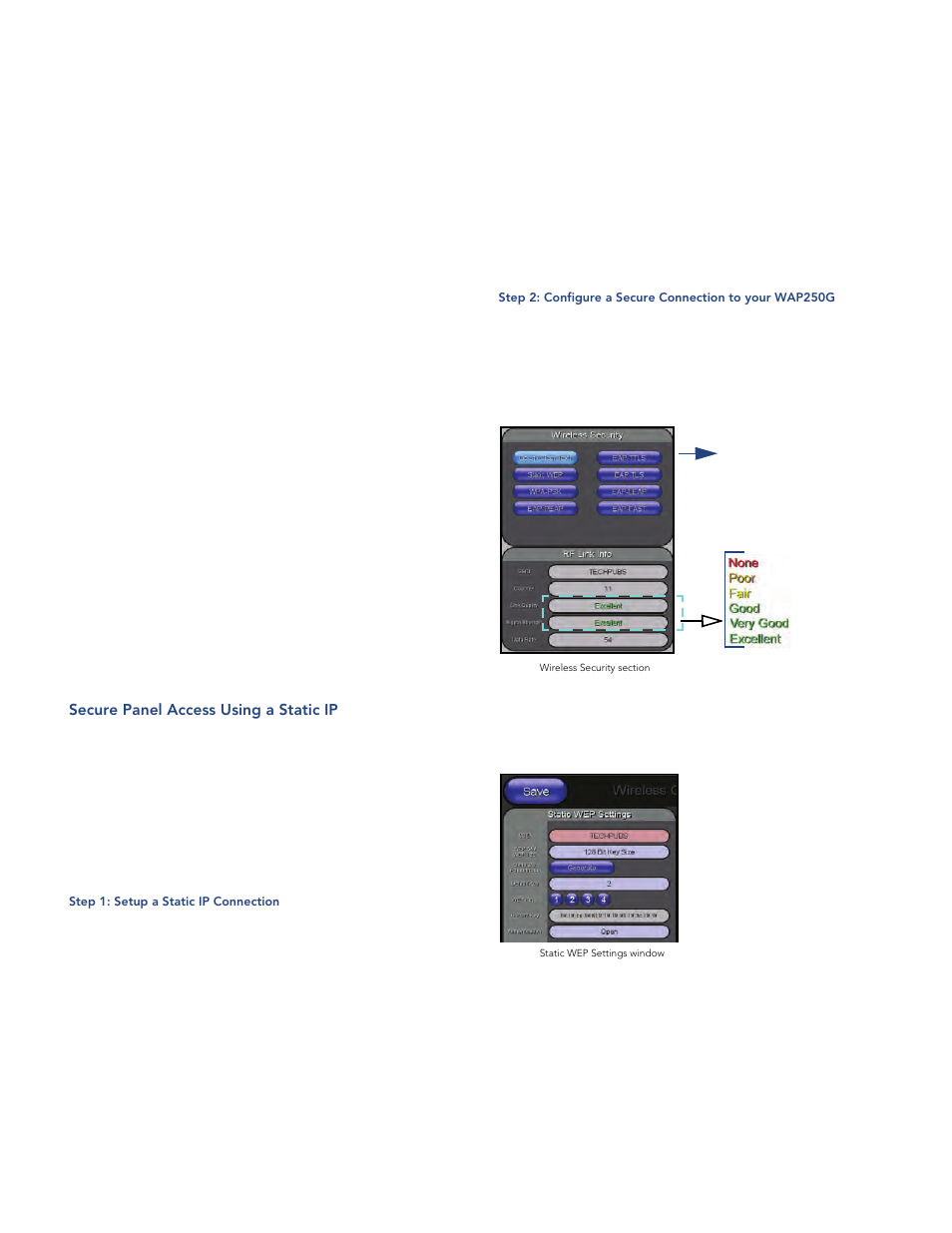 Secure panel access using a static ip, Step 1: setup a static ip connection, Installation guide | AMX Wireless Compact Flash Card NXA-WC80211GCF User Manual | Page 5 / 6