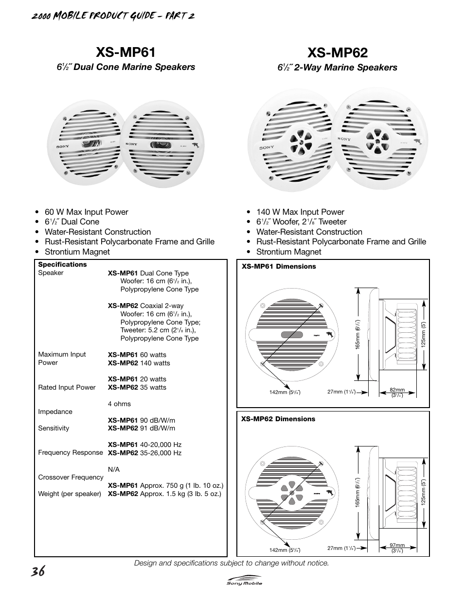 Sony XS-MP62 User Manual | 1 page