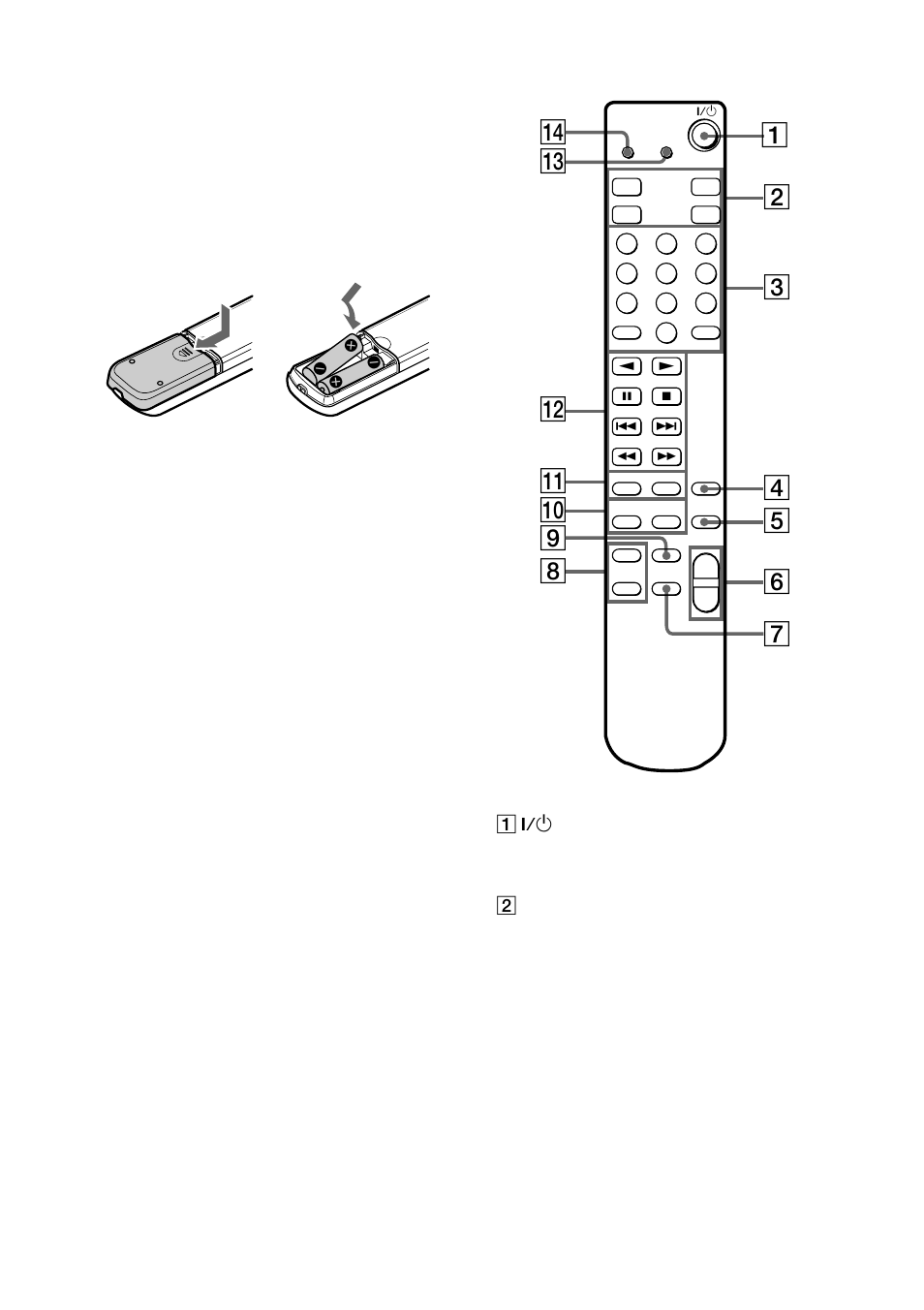 Location of parts, Inserting batteries into the remote, Listening to the sound in another room (continued) | Press to select the command mode | Sony STR-DA7ES User Manual | Page 70 / 80
