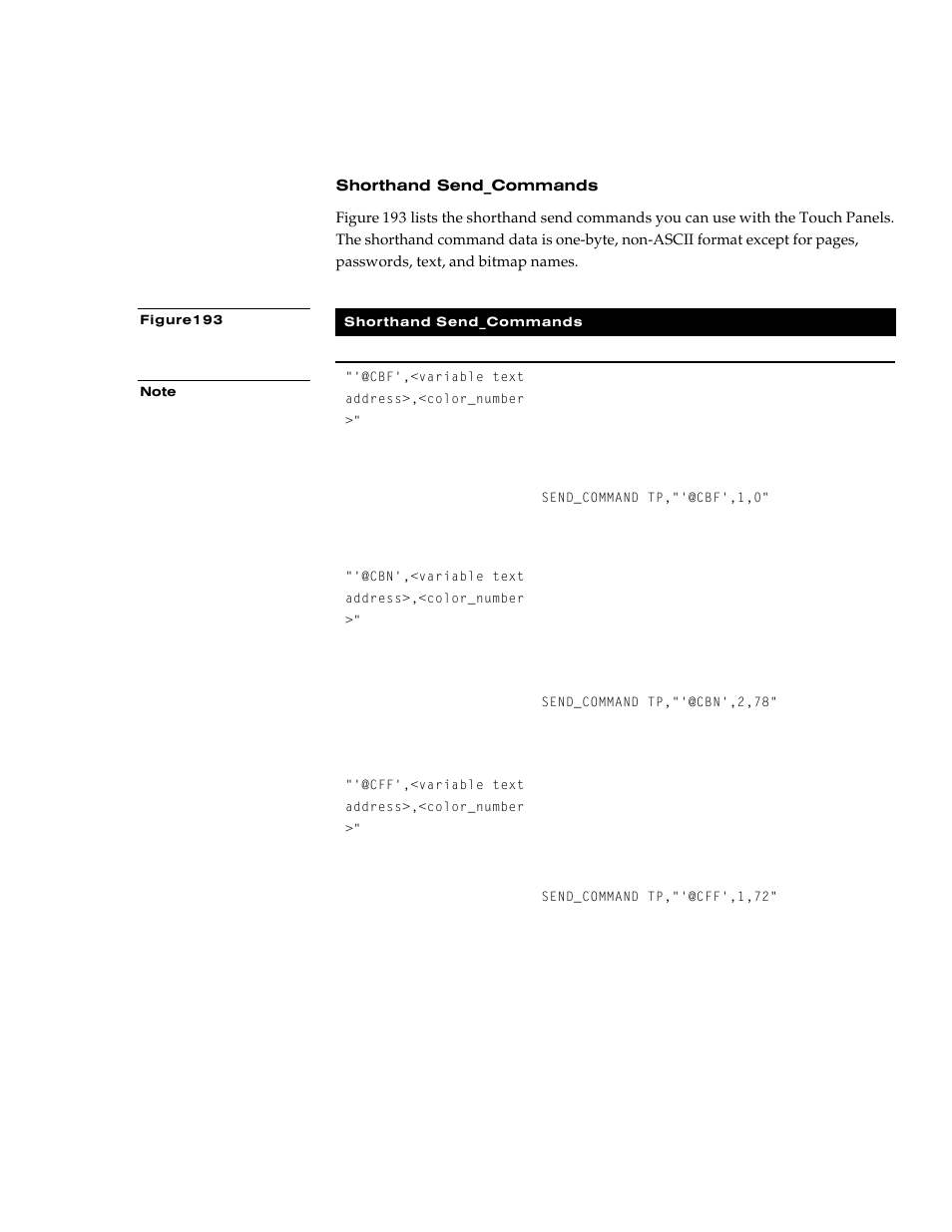 Shorthand send_commands | AMX G3 User Manual | Page 135 / 172