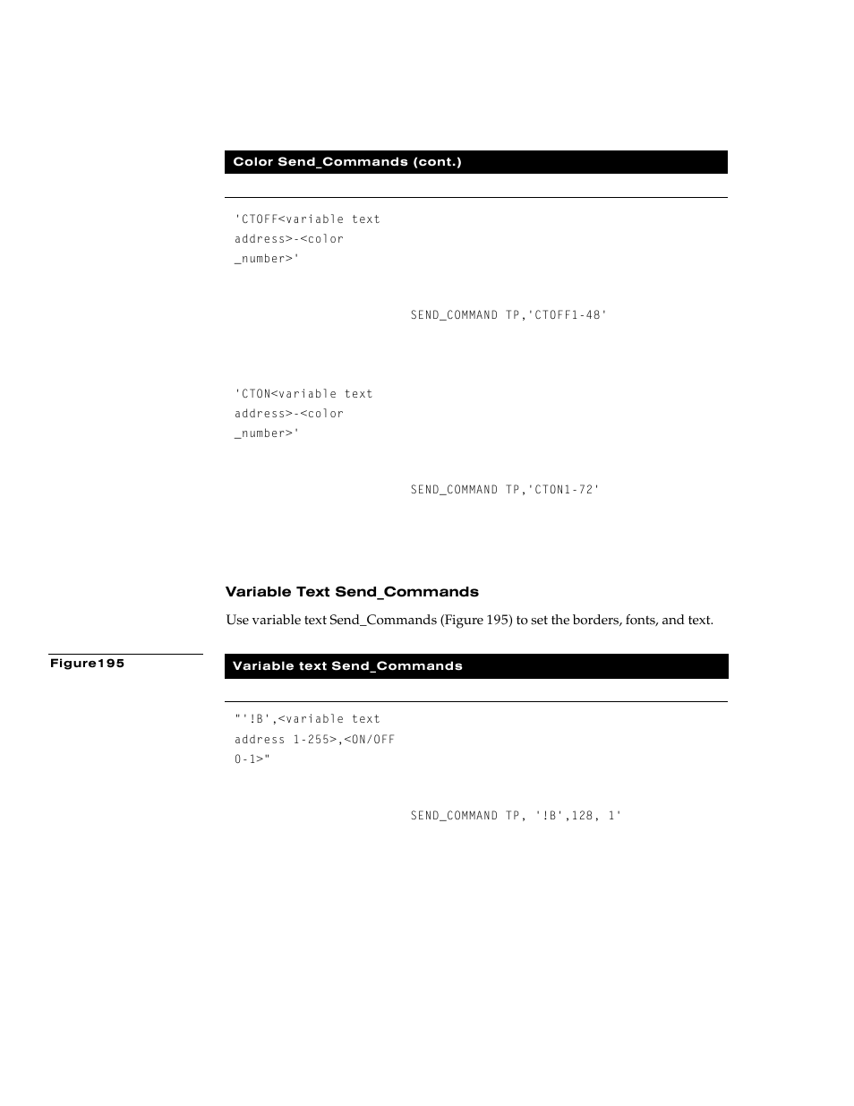 Variable text send_commands | AMX G3 User Manual | Page 142 / 172