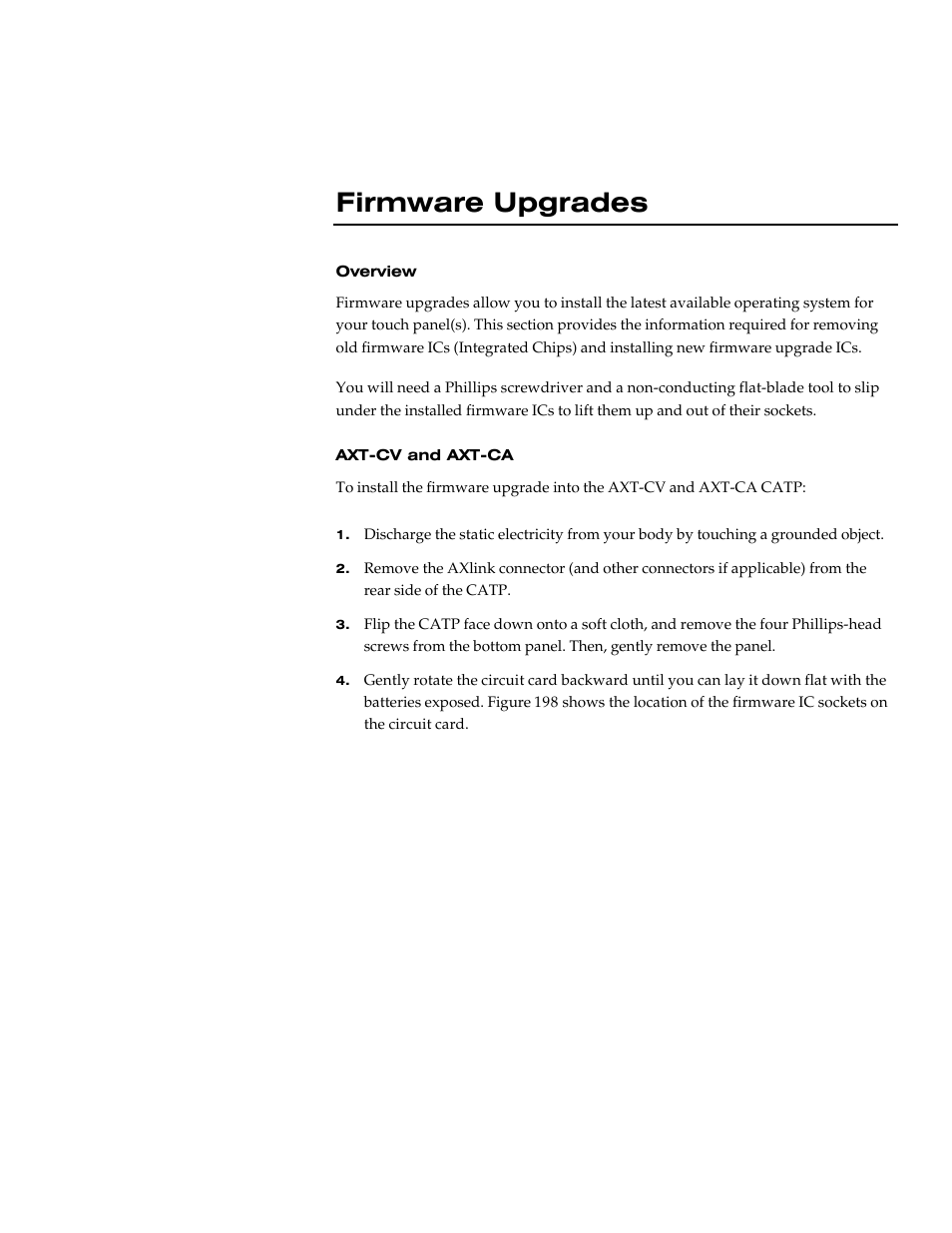 Firmware upgrades, Overview, Axt-cv and axt-ca | AMX G3 User Manual | Page 151 / 172