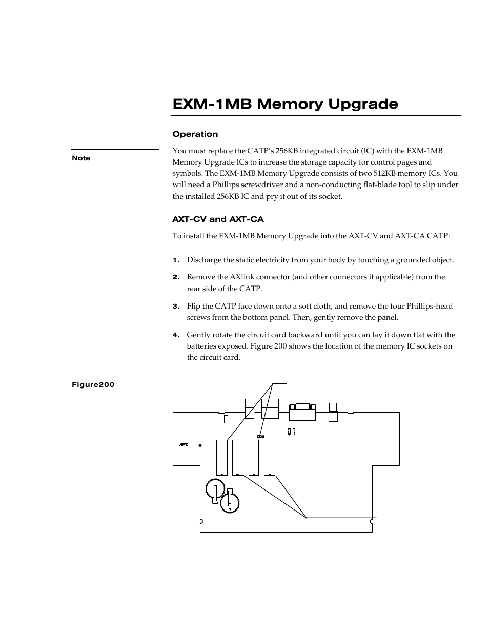 Exm-1mb memory upgrade, Operation, Axt-cv and axt-ca | AMX G3 User Manual | Page 155 / 172