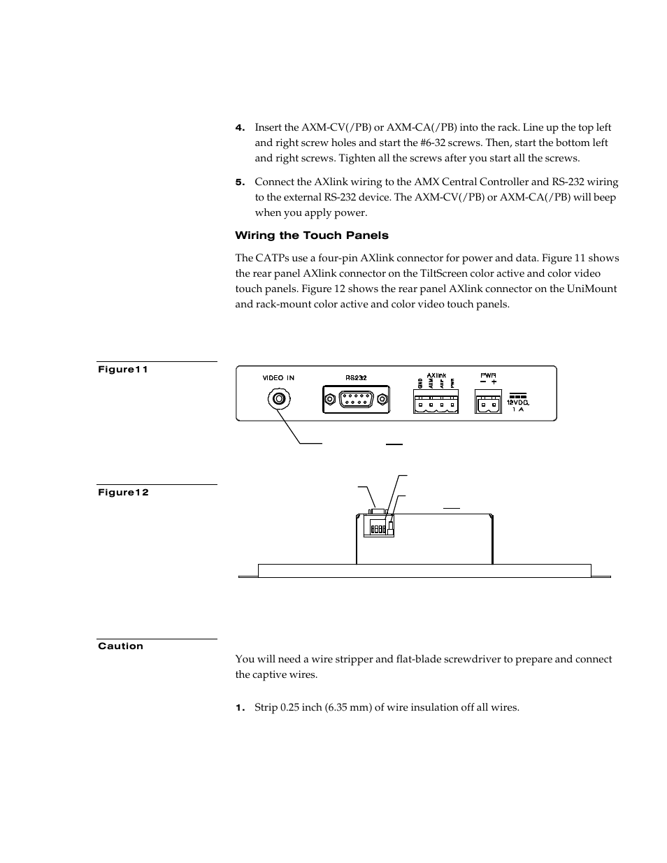 Wiring the touch panels, Preparing captive wires | AMX G3 User Manual | Page 21 / 172