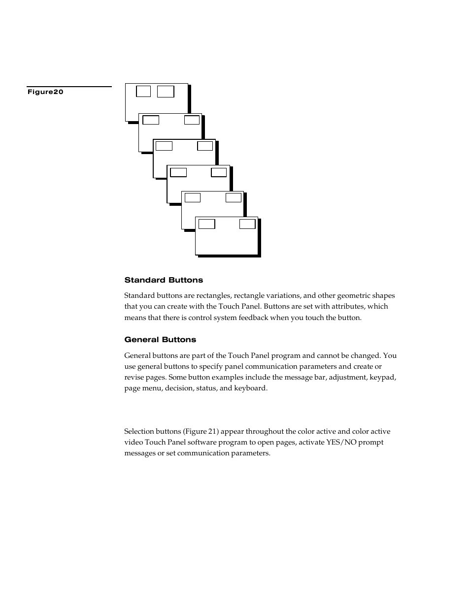 Standard buttons, General buttons, Selection buttons | AMX G3 User Manual | Page 28 / 172