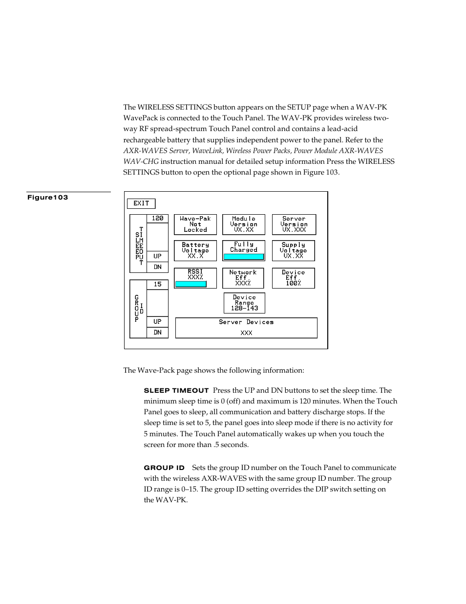 Wireless settings (optional wav-pkm) | AMX G3 User Manual | Page 72 / 172