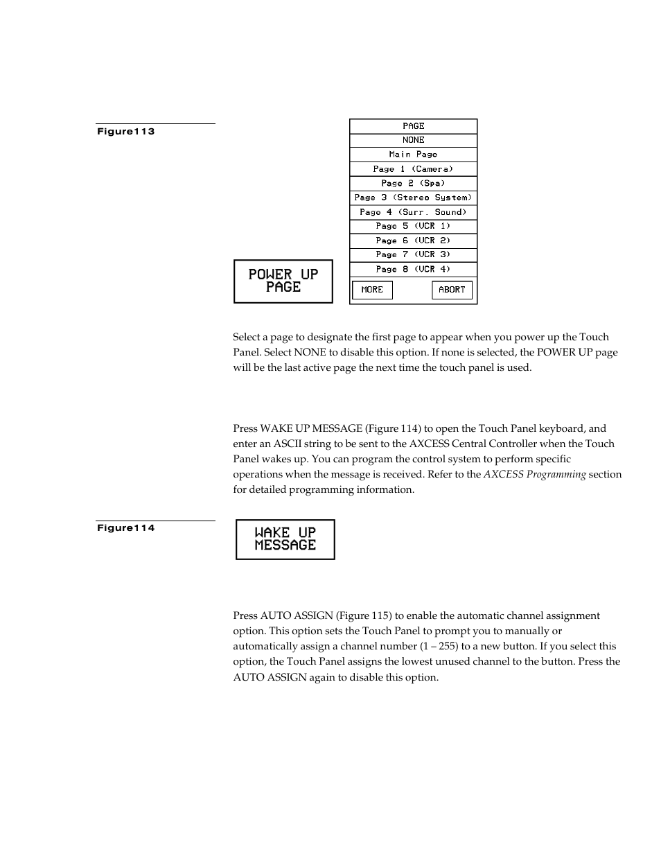 Wake up message, Auto assign | AMX G3 User Manual | Page 79 / 172