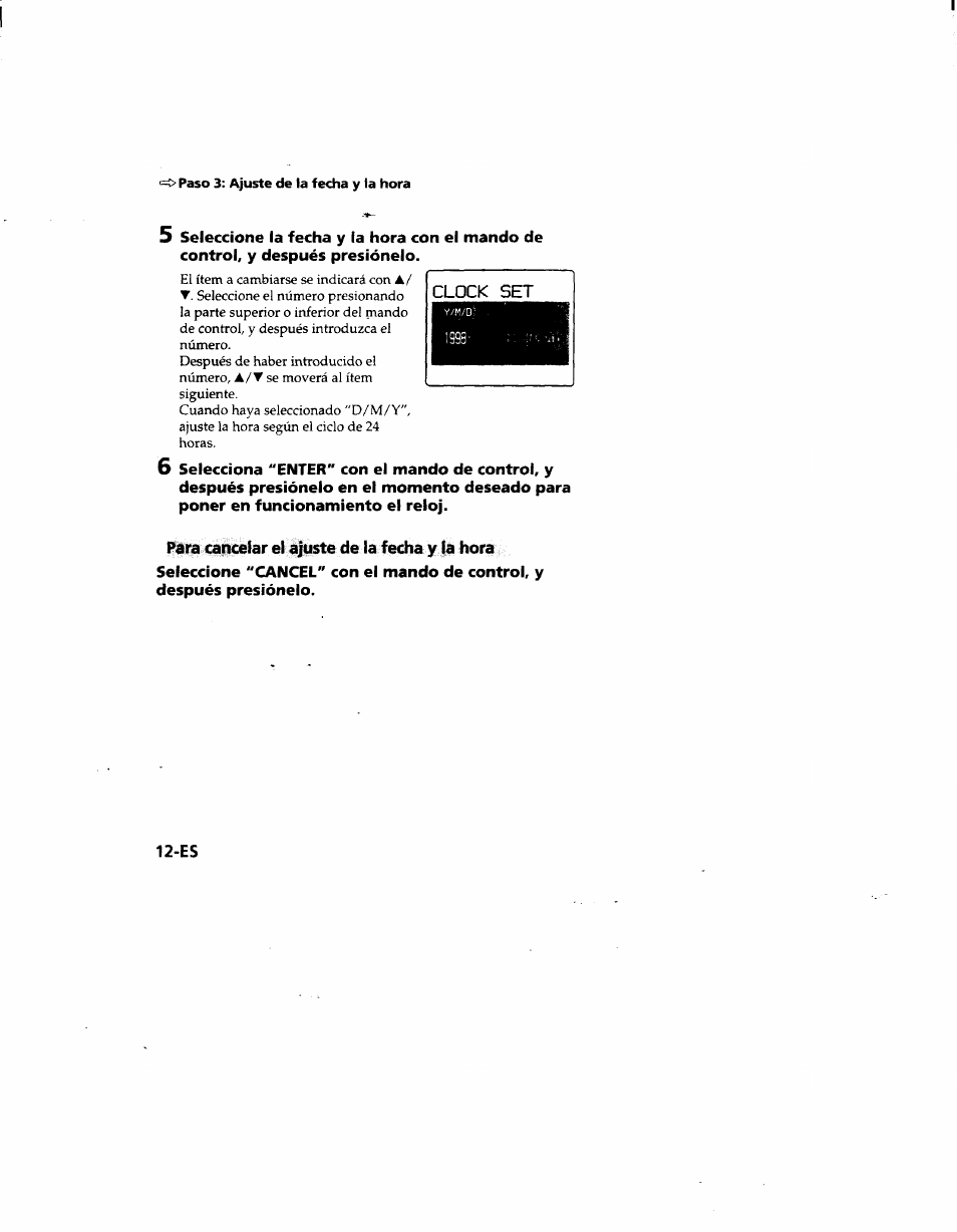 Para cancelar el ajuste de la fecha y la hora | Sony MVC-FD51 User Manual | Page 101 / 133