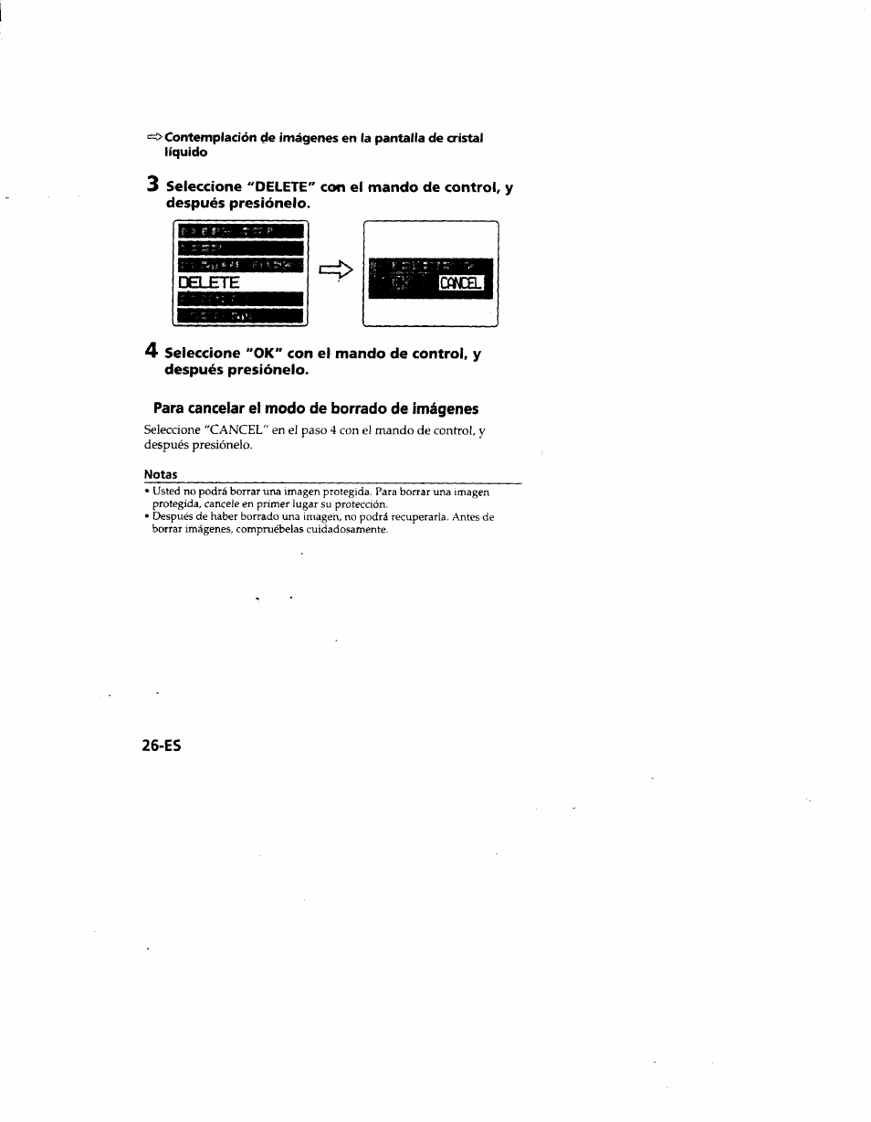 Para cancelar el modo de borrado de imágenes | Sony MVC-FD51 User Manual | Page 115 / 133