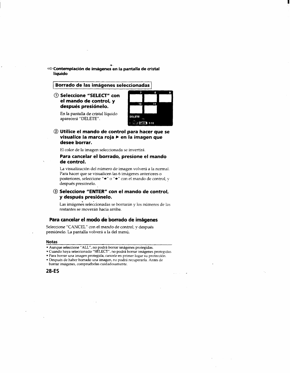 Para cancelar el modo de borrado de imágenes | Sony MVC-FD51 User Manual | Page 117 / 133