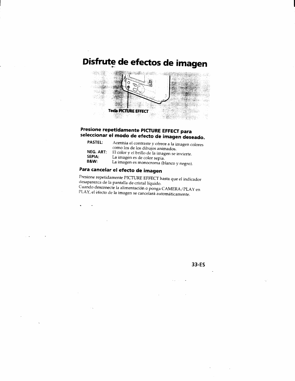 Disfrute de efectos de imagen, Para cancelar el efecto de imagen | Sony MVC-FD51 User Manual | Page 122 / 133