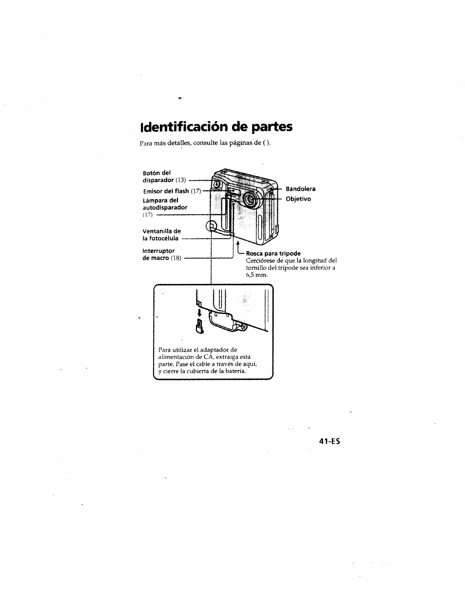 Identificación de partes | Sony MVC-FD51 User Manual | Page 130 / 133