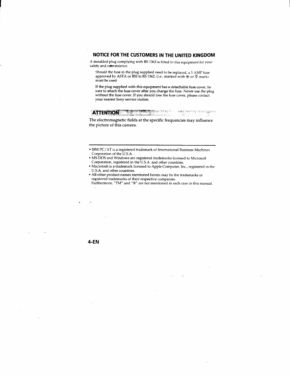 Notice for the customers in the united kingdom, Attentiptr | Sony MVC-FD51 User Manual | Page 4 / 133