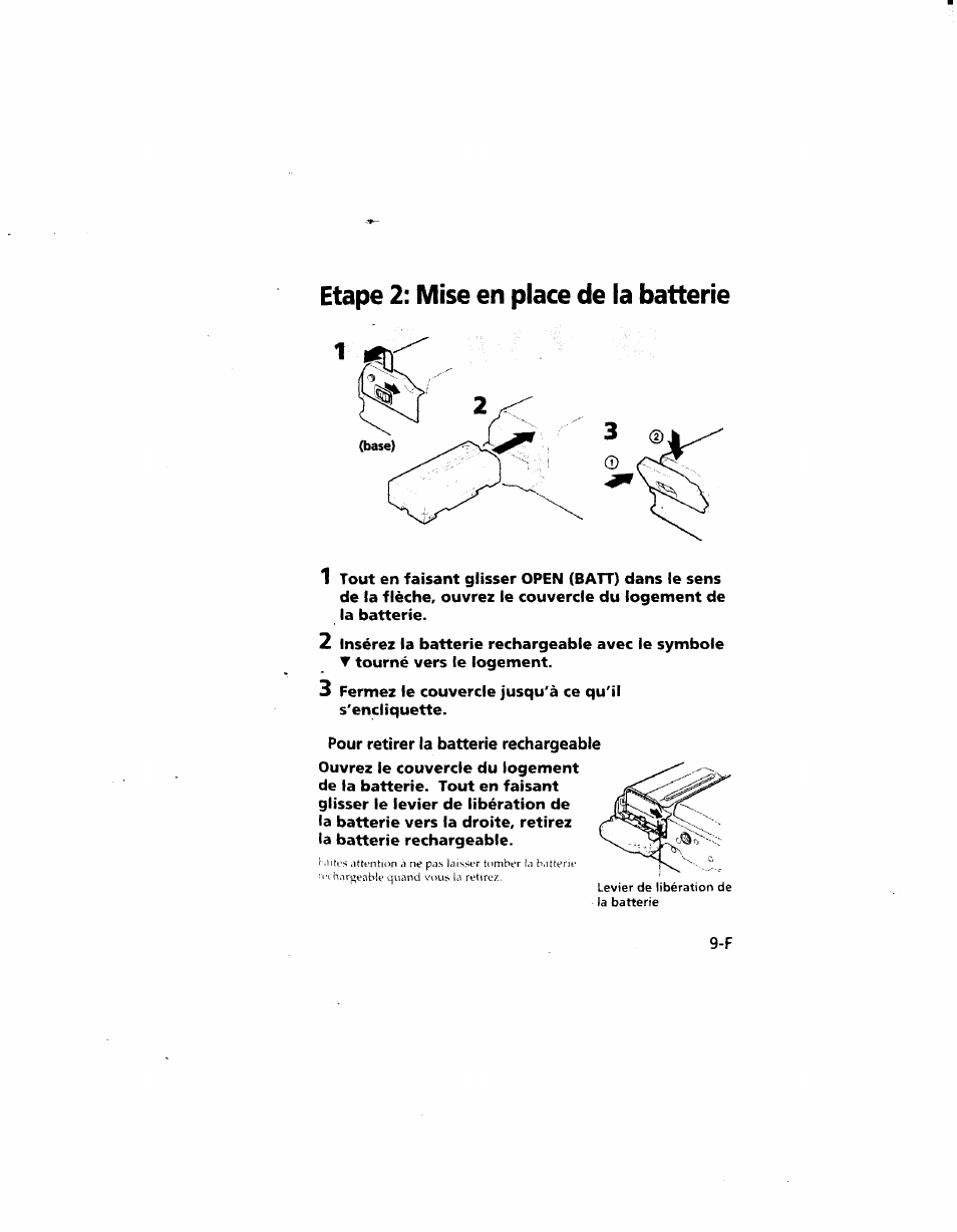 Etape 2: mise en place de la batterie, Etape 2: mise en place de la batterie 1 | Sony MVC-FD51 User Manual | Page 54 / 133