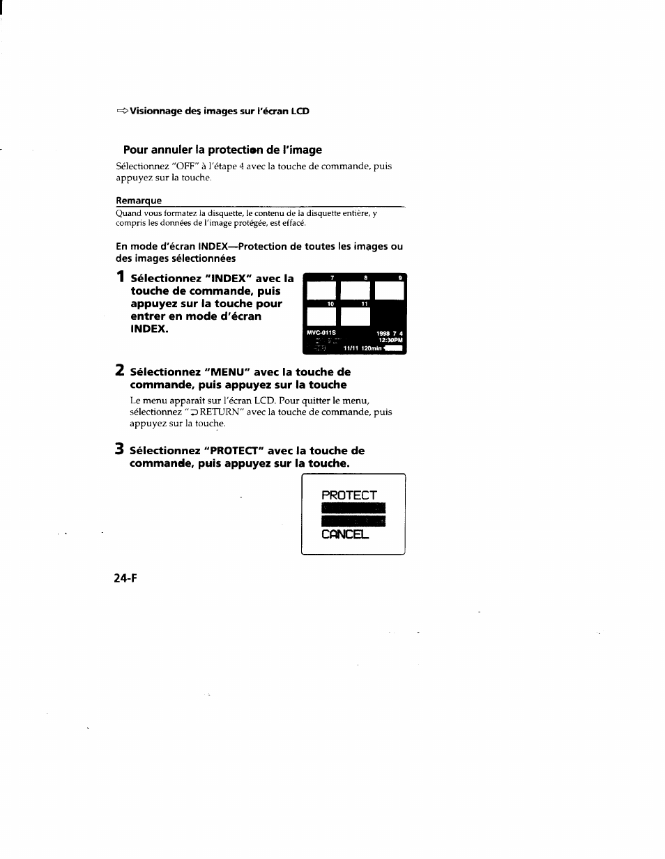 Pour annuler la protection de l'image, 1 sélectionnez 