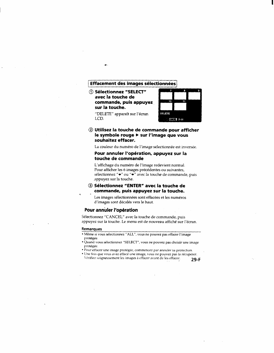 Pour annuler l'opération | Sony MVC-FD51 User Manual | Page 74 / 133