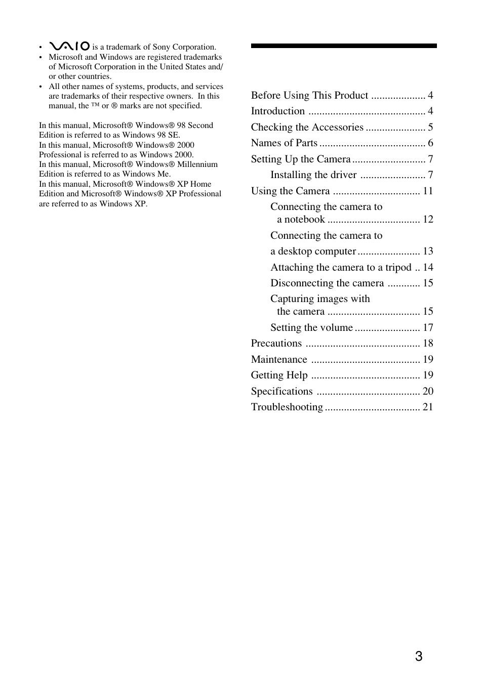 Sony PCGA-UVC10 User Manual | Page 3 / 24