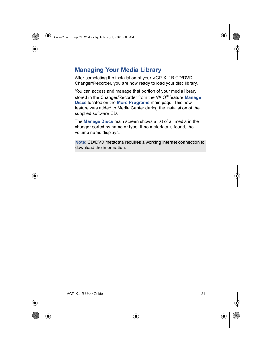 Managing your media library | Sony VGP-XL1B2 User Manual | Page 27 / 52