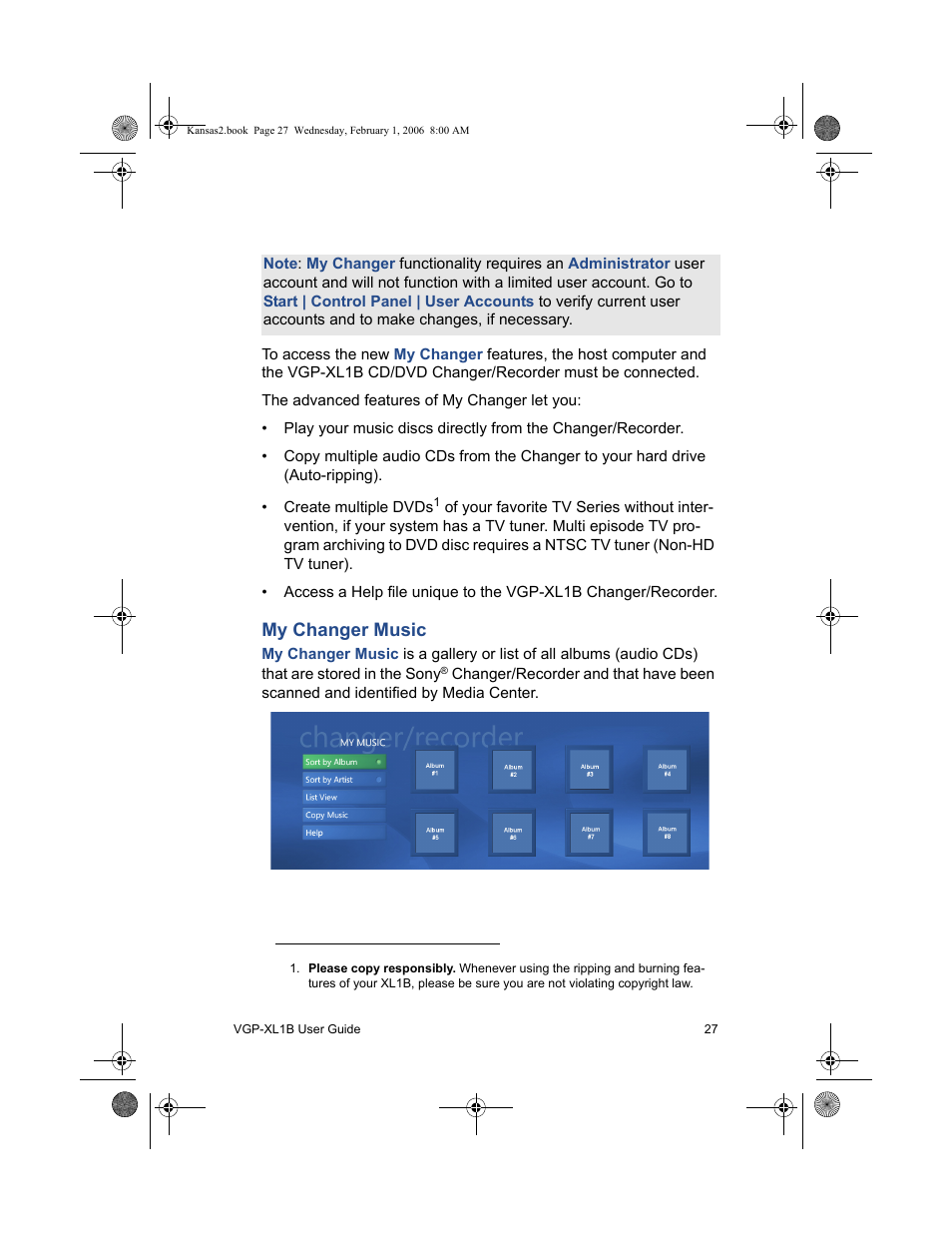 My changer music | Sony VGP-XL1B2 User Manual | Page 33 / 52