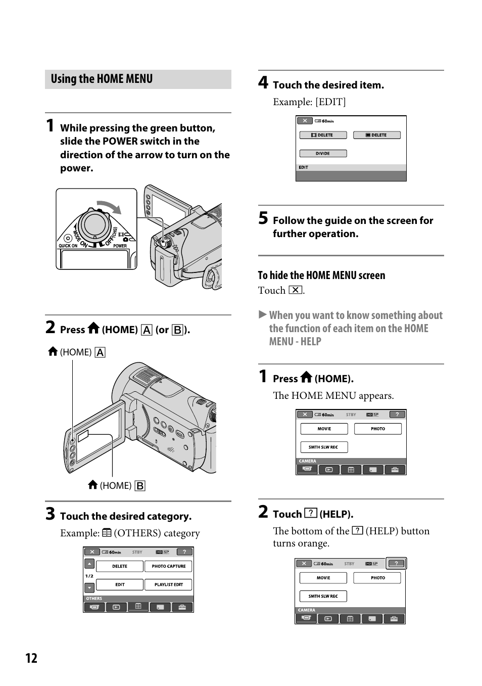 Sony HDR-CX12 User Manual | Page 12 / 116