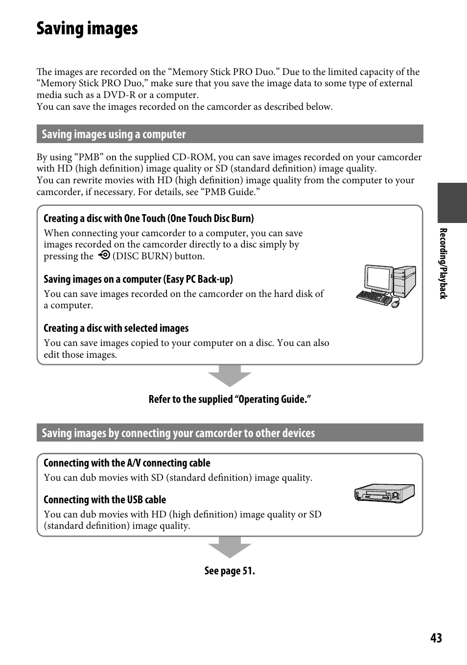 Saving images, 43), and then perform [media format | Sony HDR-CX12 User Manual | Page 43 / 116