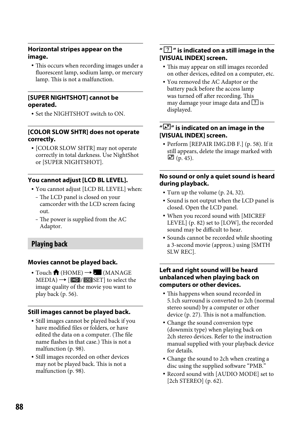 Playing back | Sony HDR-CX12 User Manual | Page 88 / 116
