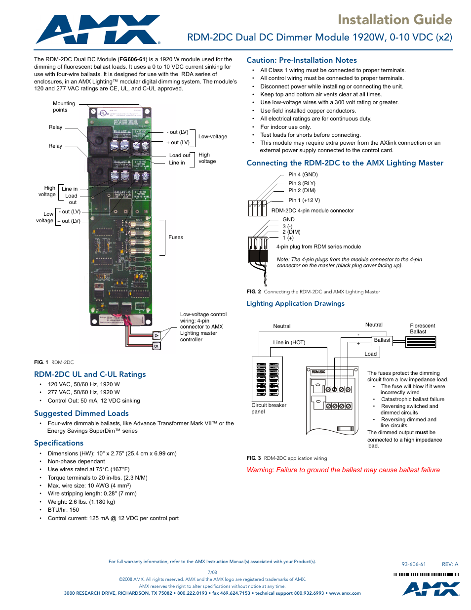 AMX Dual DC Dimmer Module RDM-2DC User Manual | 1 page