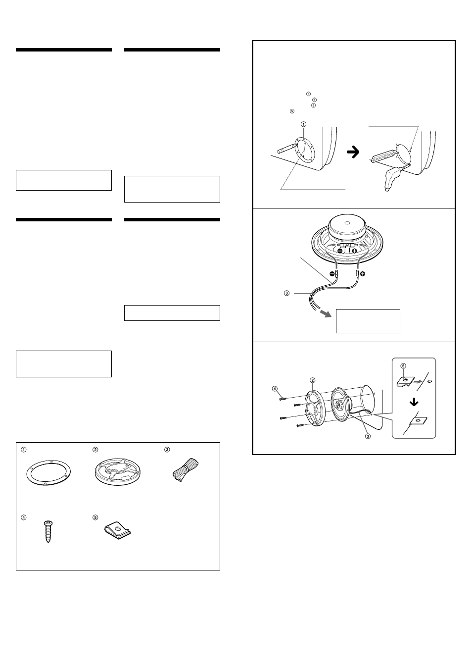 Mounting montage, Montaje ƒw, Before mounting | Avant le montage, Antes del montaje, Ƒw‚¸¥h«e, Parts list liste des pièces lista de las piezas „s | Sony XS-V1331 User Manual | Page 2 / 2