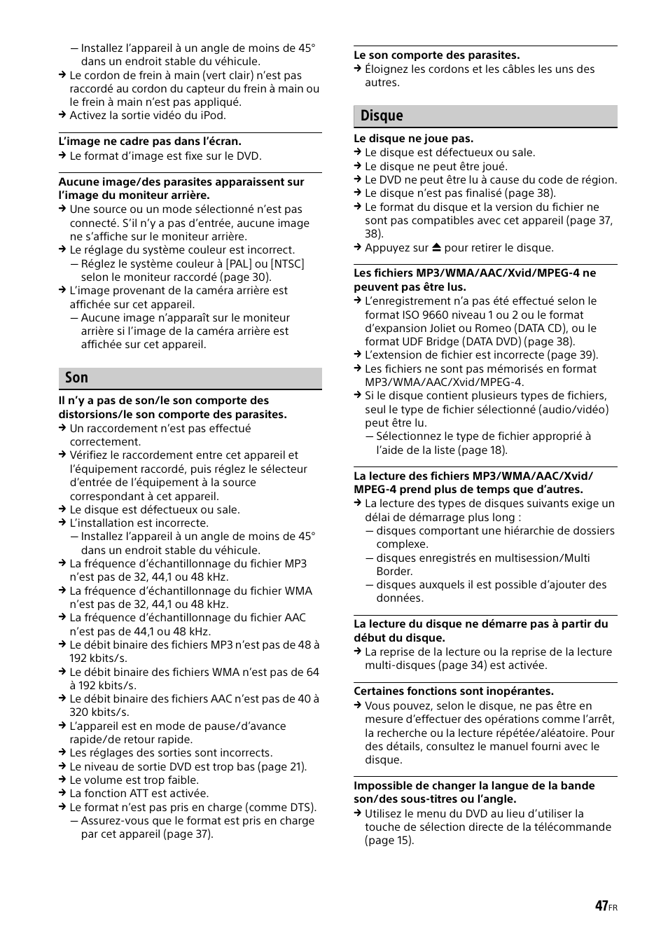 Disque | Sony XAV-602BT User Manual | Page 95 / 164