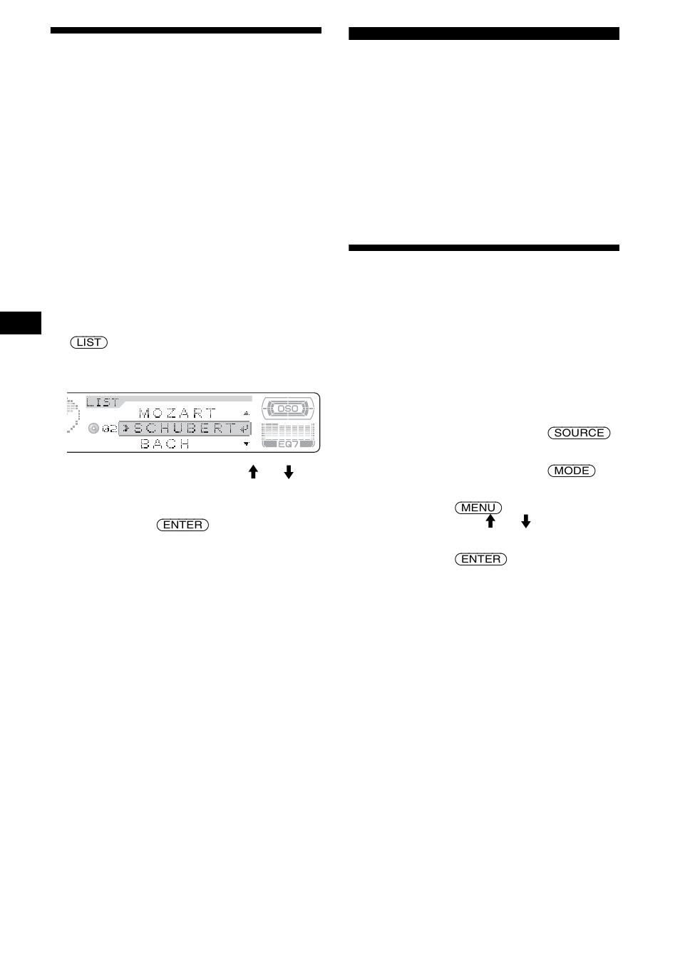 Recherche d’un disque par son nom, Radio, Mémorisation automatique des stations | Mémorisation des meilleurs accords (btm), Affichage automatique des titres, 16 recherche d’un disque par son nom | Sony CDX-M8805X User Manual | Page 44 / 96