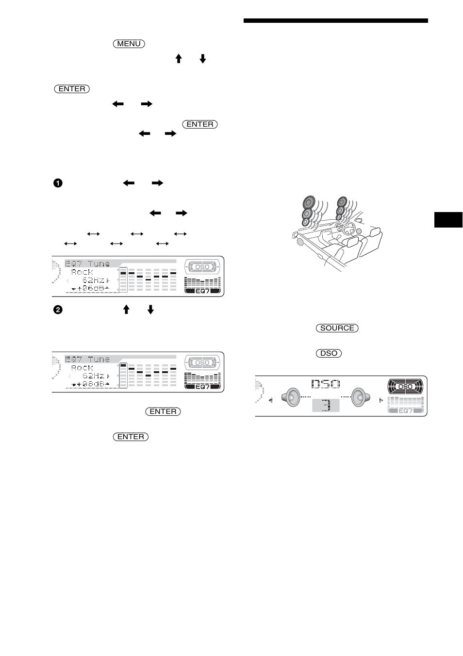 Réglage du répartiteur dynamique du son émis (dso), Réglage du répartiteur dynamique du son émis, Dso) | Sony CDX-M8805X User Manual | Page 53 / 96