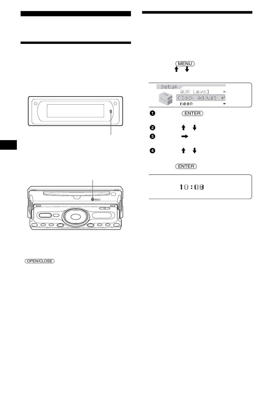 Procedimientos iniciales, Restauración de la unidad, Ajuste del reloj | Restauración de la unidad ajuste del reloj | Sony CDX-M8805X User Manual | Page 70 / 96
