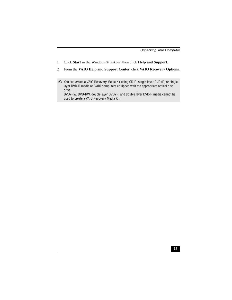 Sony VGN-A600B User Manual | Page 15 / 48