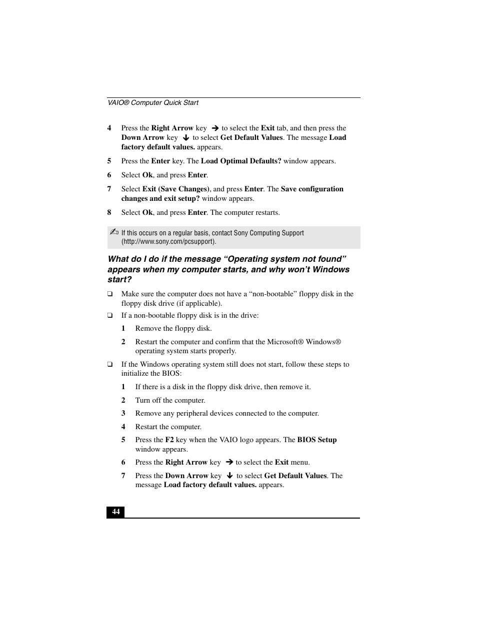 Sony VGN-A600B User Manual | Page 44 / 48