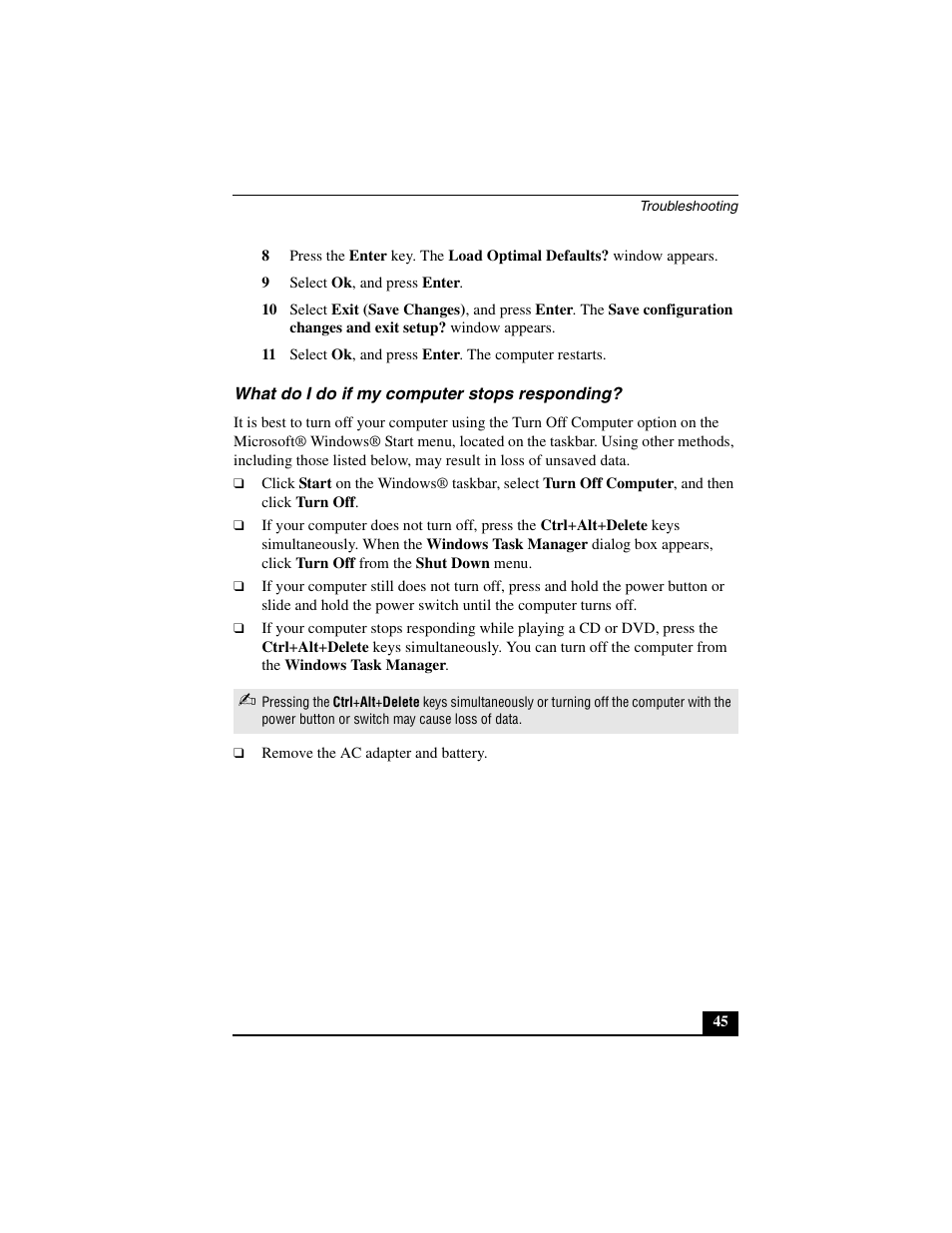 Sony VGN-A600B User Manual | Page 45 / 48