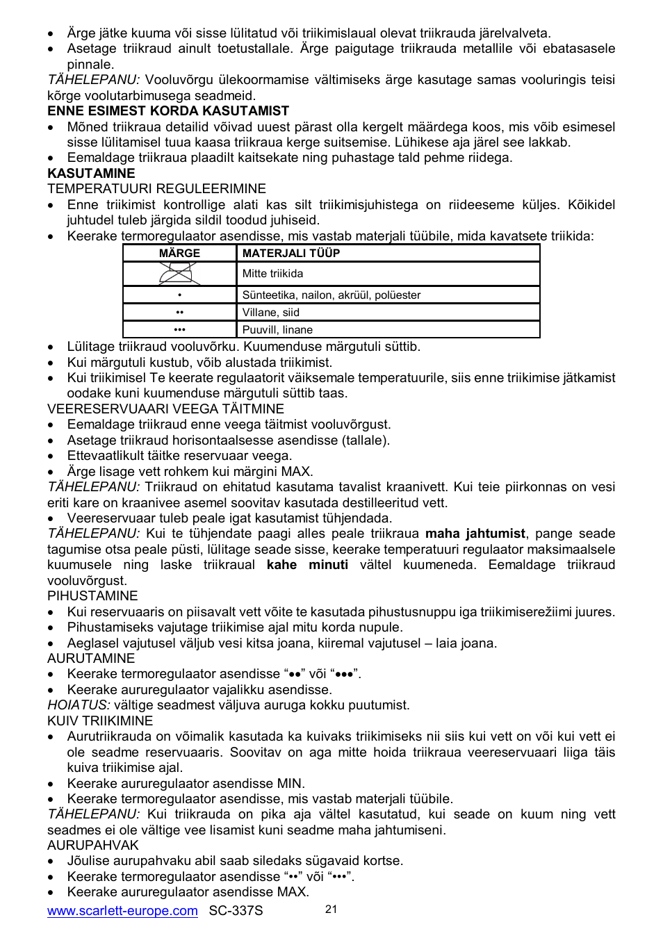 Scarlett SC-337S User Manual | Page 21 / 32