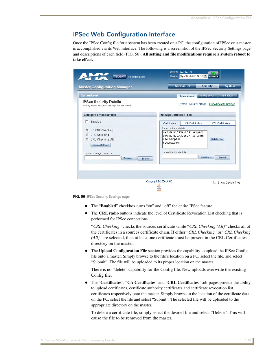 Ipsec web configuration interface | AMX NI-2100/3100/4100 User Manual | Page 147 / 154