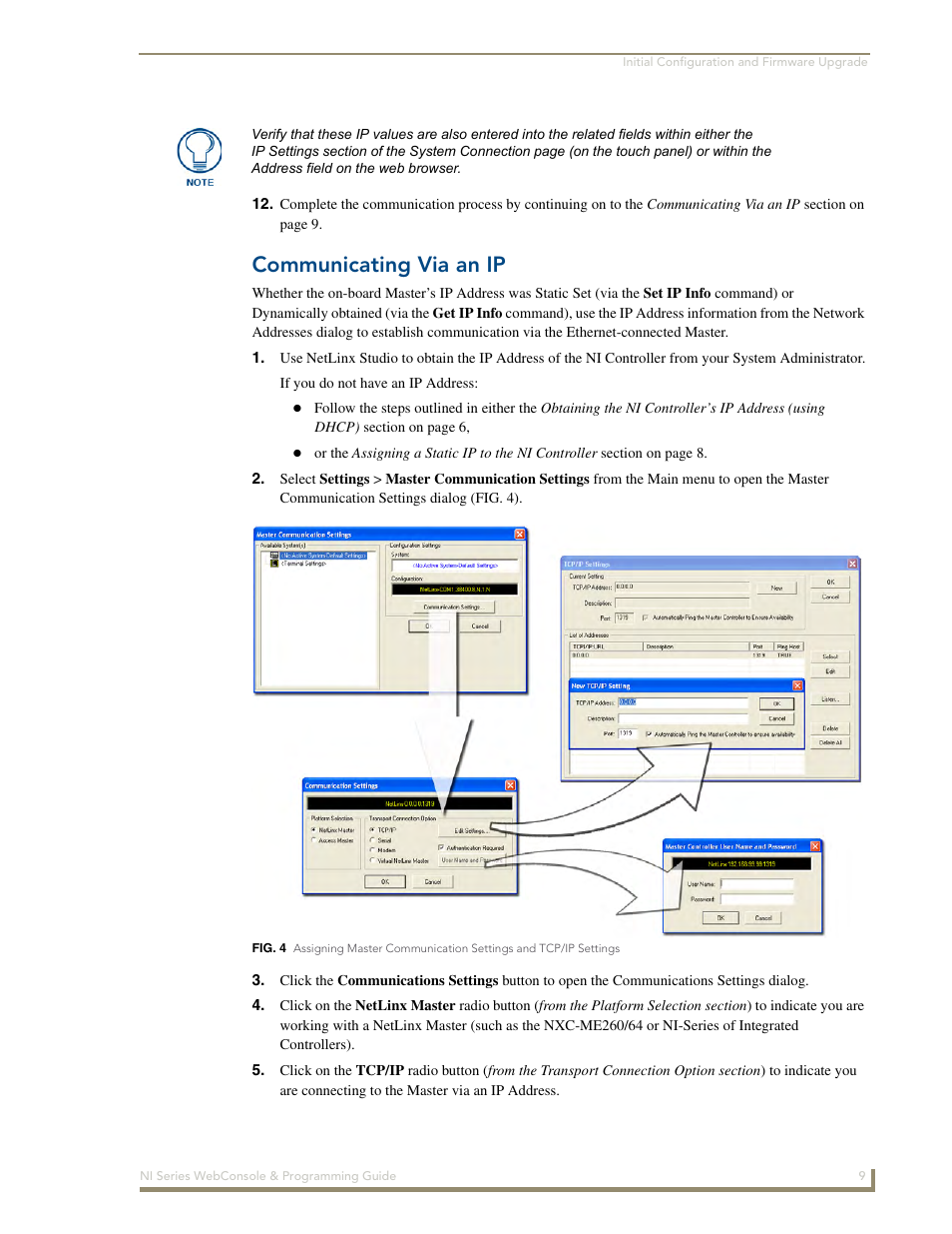 Communicating via an ip | AMX NI-2100/3100/4100 User Manual | Page 17 / 154