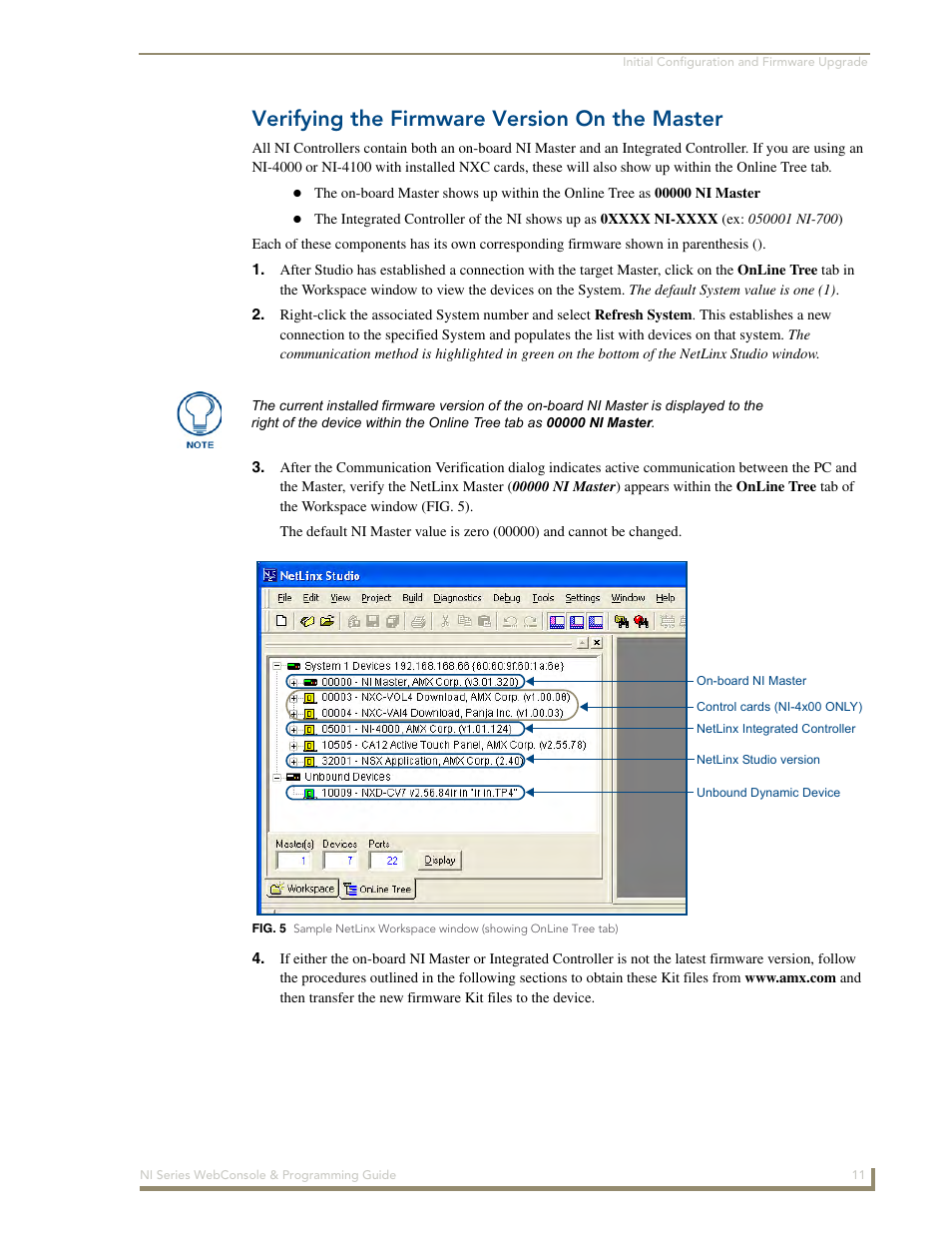 Verifying the firmware version on the master | AMX NI-2100/3100/4100 User Manual | Page 19 / 154