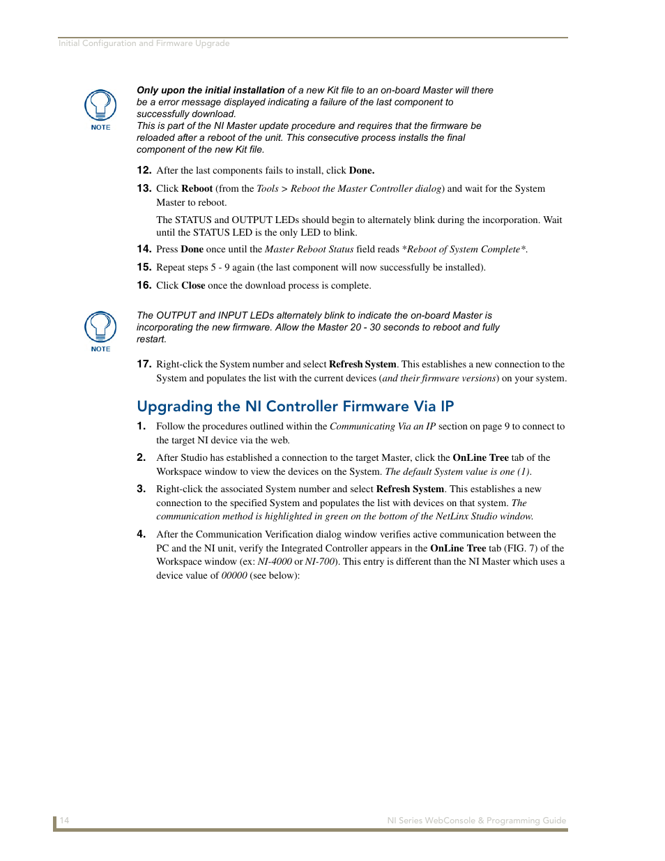 Upgrading the ni controller firmware via ip | AMX NI-2100/3100/4100 User Manual | Page 22 / 154