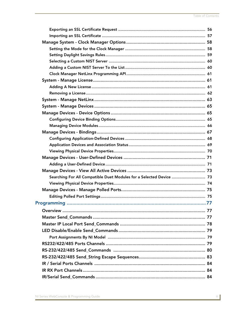 AMX NI-2100/3100/4100 User Manual | Page 5 / 154