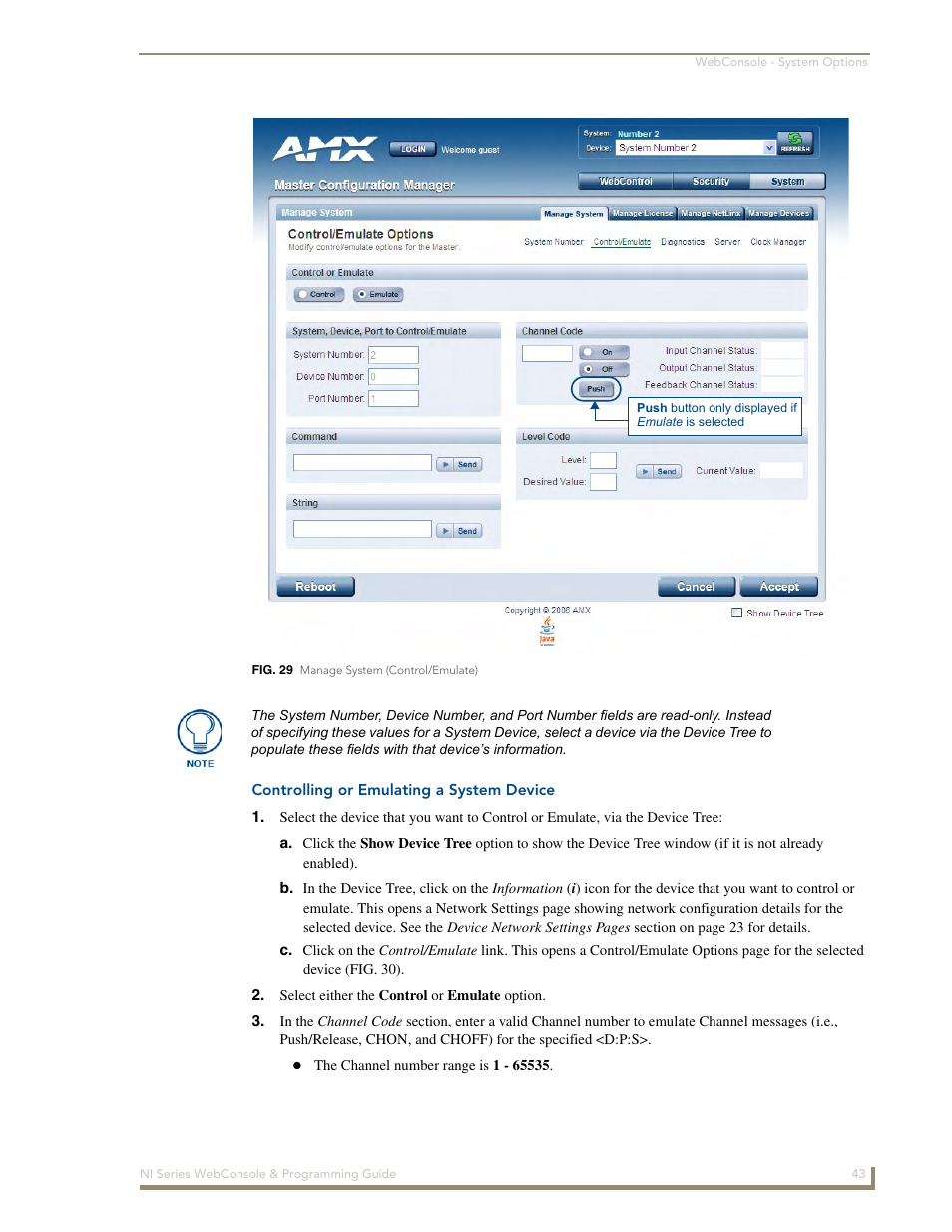 Controlling or emulating a system device | AMX NI-2100/3100/4100 User Manual | Page 51 / 154