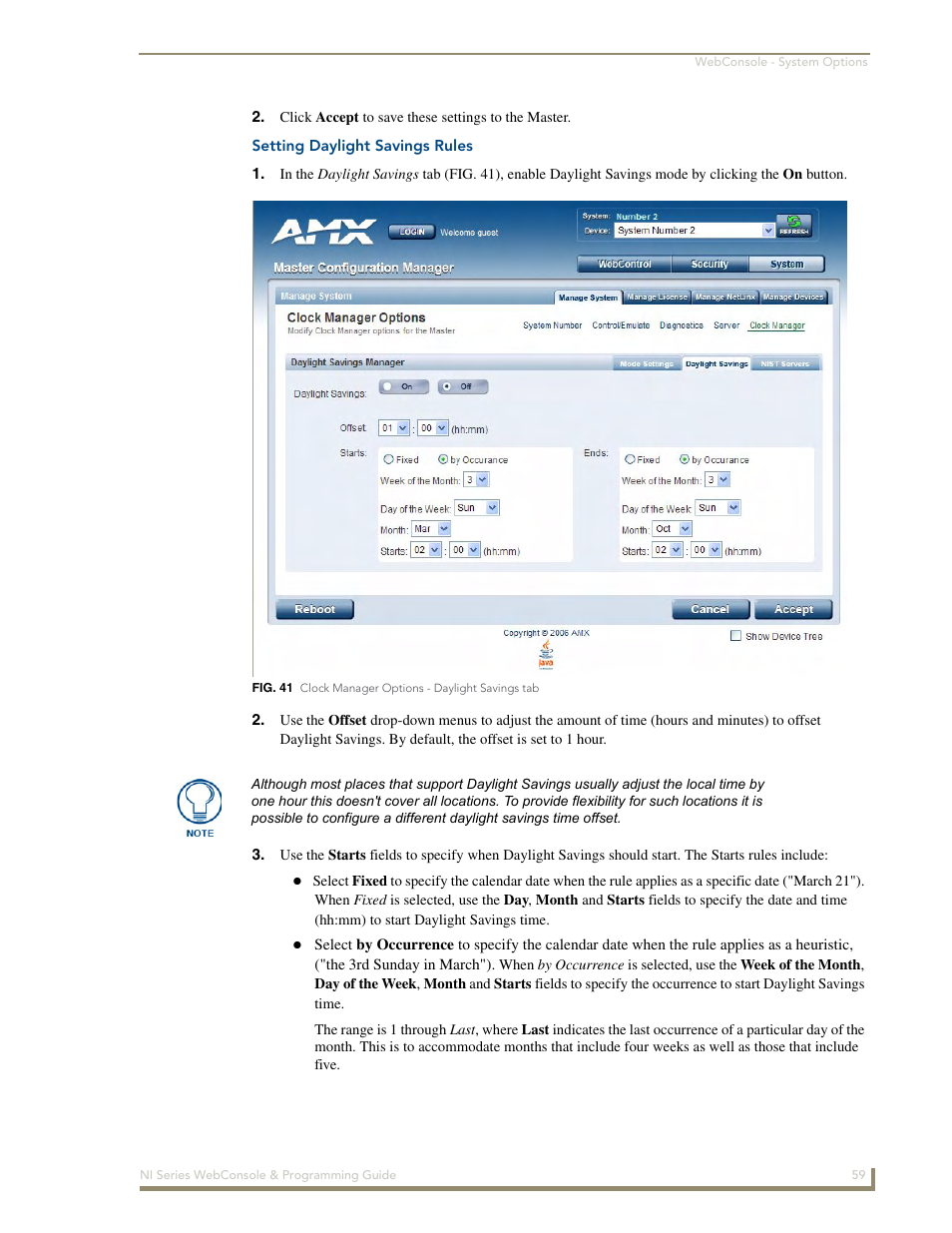 Setting daylight savings rules | AMX NI-2100/3100/4100 User Manual | Page 67 / 154