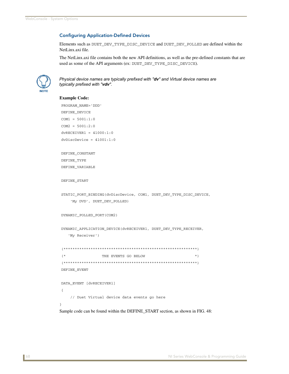 Configuring application-defined devices | AMX NI-2100/3100/4100 User Manual | Page 76 / 154