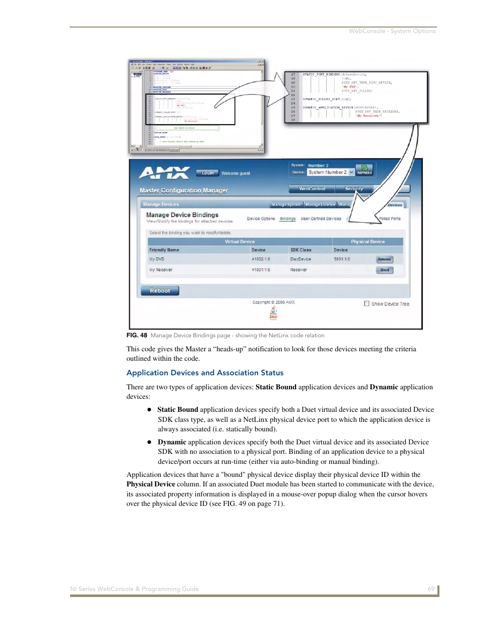 Application devices and association status | AMX NI-2100/3100/4100 User Manual | Page 77 / 154