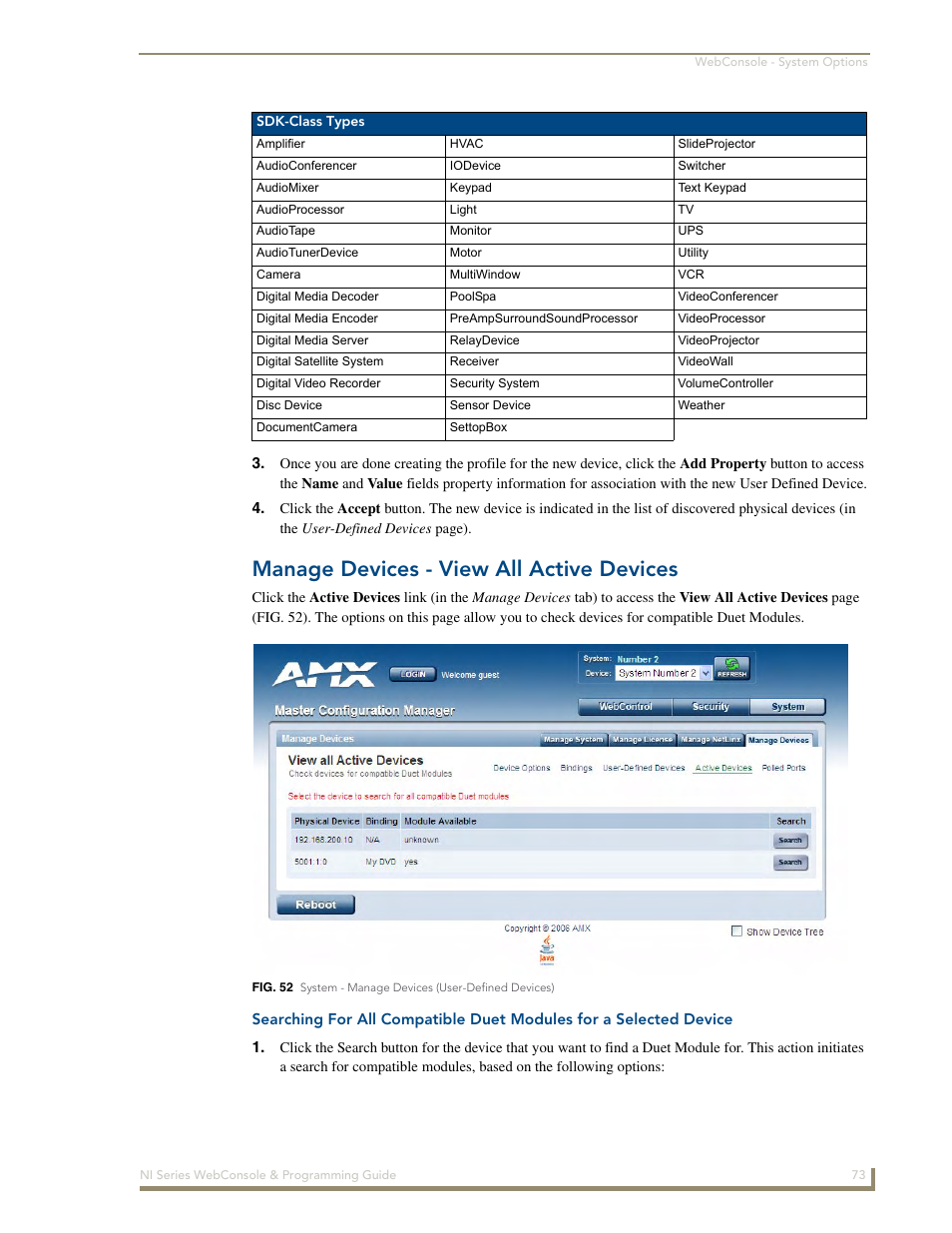 Manage devices - view all active devices | AMX NI-2100/3100/4100 User Manual | Page 81 / 154