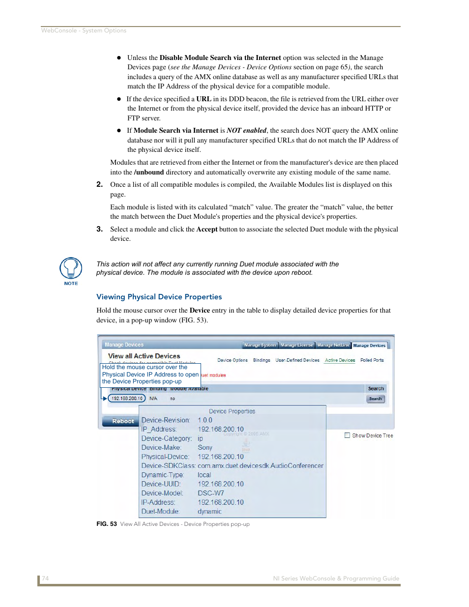 Viewing physical device properties | AMX NI-2100/3100/4100 User Manual | Page 82 / 154